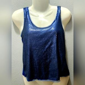 NWOT! Allover Front- Sequin Tank Navy from American Eagle XS/S